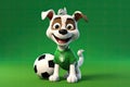 The Pawsome Prodigy: A 3D Generated Tale of a Dogâs Soccer Aspirations on Green Gradient Background