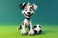The Pawsome Prodigy: A 3D Generated Tale of a Dogâs Soccer Aspirations on Green Gradient Background