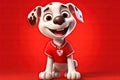 The Pawsome Prodigy: A 3D Generated Tale of a Dogâs Soccer Aspirations on Red Gradient Background