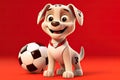 The Pawsome Prodigy: A 3D Generated Tale of a Dogâs Soccer Aspirations on Red Gradient Background