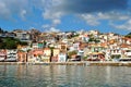 Paxos harbour houses built on the hill Royalty Free Stock Photo