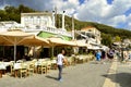 Paxos harbour tourists visiting the Greek island in the Ionian s Royalty Free Stock Photo