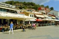 Paxos harbour tourists visiting the Greek island in the Ionian sea Royalty Free Stock Photo