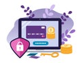 vector hand drawn illustration on the theme of security of electronic payments, data protection Royalty Free Stock Photo