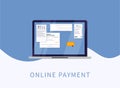 Pay bills tax online. Online digital invoices. Flat vector illustration Royalty Free Stock Photo