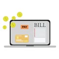 Pay bills tax online receipt via computer or laptop. Royalty Free Stock Photo