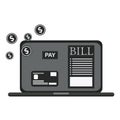 Pay bills tax online receipt via computer or laptop. Royalty Free Stock Photo