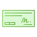 Pay cheque flat icon. Sign on cheque green icons in trendy flat style. Bank check gradient style design, designed for Royalty Free Stock Photo