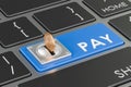 Pay concept, blue keyboard button. 3D rendering Royalty Free Stock Photo