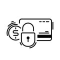 Pay, credit card, protection, secure. Payment methods thin line icon Royalty Free Stock Photo