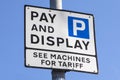 Pay and Display Parking Sign Royalty Free Stock Photo