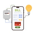 Pay electricity bill online in mobile app of phone to save money and reduce consumption