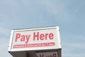 pay here patrolled and enforced 24 hours 7 days rectangle sign above pay meter Royalty Free Stock Photo