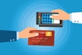 Pay merchant hands credit card flat vector illustration payment edc electronic data capture transaction point of sales pos Royalty Free Stock Photo