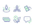 Pay money, Augmented reality and Fair trade icons set. Leaves, Ram and Message signs. Vector Royalty Free Stock Photo