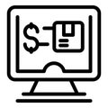 Pay monitor icon outline vector. Return service