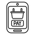 Pay for online basket icon outline vector. Buy new order