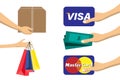 Pay for the package order shopping online. Payment by cash for express delivery