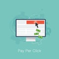 Pay per click flat concept with cool colors