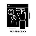 pay per click icon, black vector sign with editable strokes, concept illustration Royalty Free Stock Photo