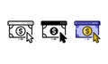 Pay per click icon represented by Pointers and banknotes Royalty Free Stock Photo