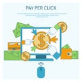 Pay per click internet advertising model Royalty Free Stock Photo