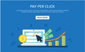 Pay Per Click internet marketing concept - flat illustration. PPC advertising and conversion.