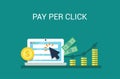 Pay Per Click internet marketing concept - flat illustration. PPC advertising and conversion. Royalty Free Stock Photo