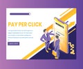 Pay Per Click Isometric Artwork Concept, Where people are Earning money through Ads