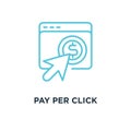 pay per click linear on white icon. pay per click linear on whit