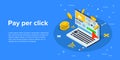 Pay per click marketing isometric vector concept illustration. P