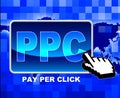Pay Per Click Means World Wide Web And Advertiser Royalty Free Stock Photo