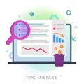 Pay per Click mistake flat vector icon. PPC digital marketing campaign errors and mistakes concept