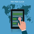 Pay per click, tablet, vector illustration Royalty Free Stock Photo
