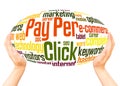 Pay Per Click word cloud hand sphere concept Royalty Free Stock Photo