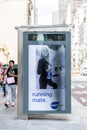 Pay phone on New York City urban street corner Royalty Free Stock Photo