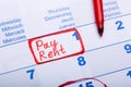 Pay Rent Note In Calendar Royalty Free Stock Photo