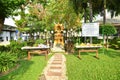 Pay respect Shrine and traditional offering in Thailand ,food,fruit