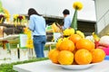 Pay respect Shrine and traditional offering in Thailand ,food,fruit