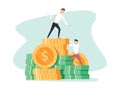 Pay rise business vector concept. Career ladder climbing, salary increase symbol with businessman climbing. Royalty Free Stock Photo