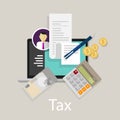 Pay tax taxes money icon income taxation currency calculating Royalty Free Stock Photo