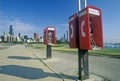 Pay Telephones and Chicago Skyline, Chicago, Illinois