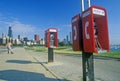 Pay Telephones and Chicago Skyline, Chicago, Illinois