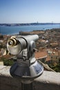 Pay Telescope and City Skyline Royalty Free Stock Photo