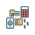 Color illustration icon for Payable, banking and amount