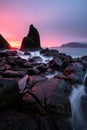 Misty and dark sunset at payangan beach jember indonesia Royalty Free Stock Photo