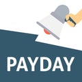 PAYDAY Announcement. Hand Holding Megaphone With Speech Bubble