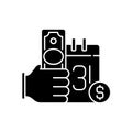 Payday loan black glyph icon