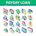 Payday Loan Isometric Elements Icons Set Vector Royalty Free Stock Photo
