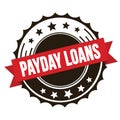 PAYDAY LOANS text on red brown ribbon stamp